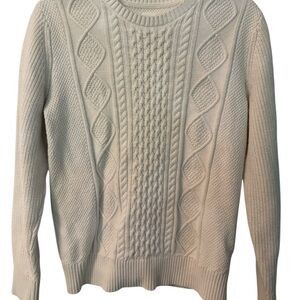 Men’s GAP Cable Knit Crewneck Sweater Small Cream Linen Crew neck Long Sleeve